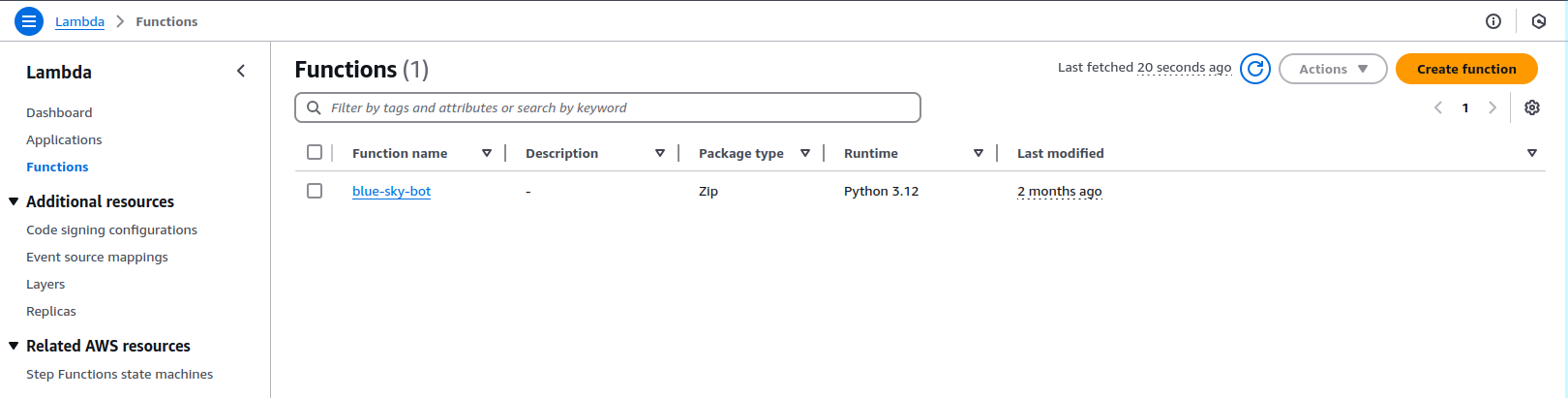 AWS Console Lambda